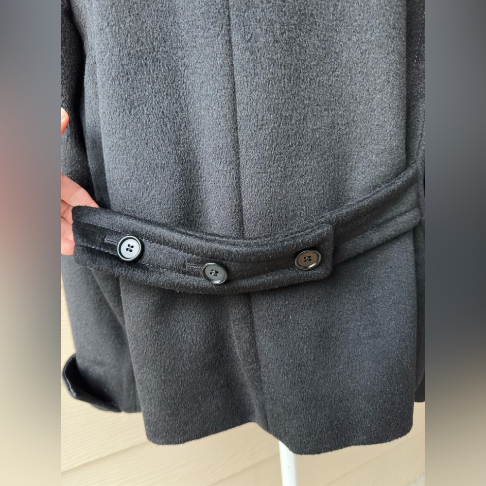 MaxMara Camel Hair Jacket Detachable Fur Collar Black Italy Woman’s Size 10 - Picture 7 of 14